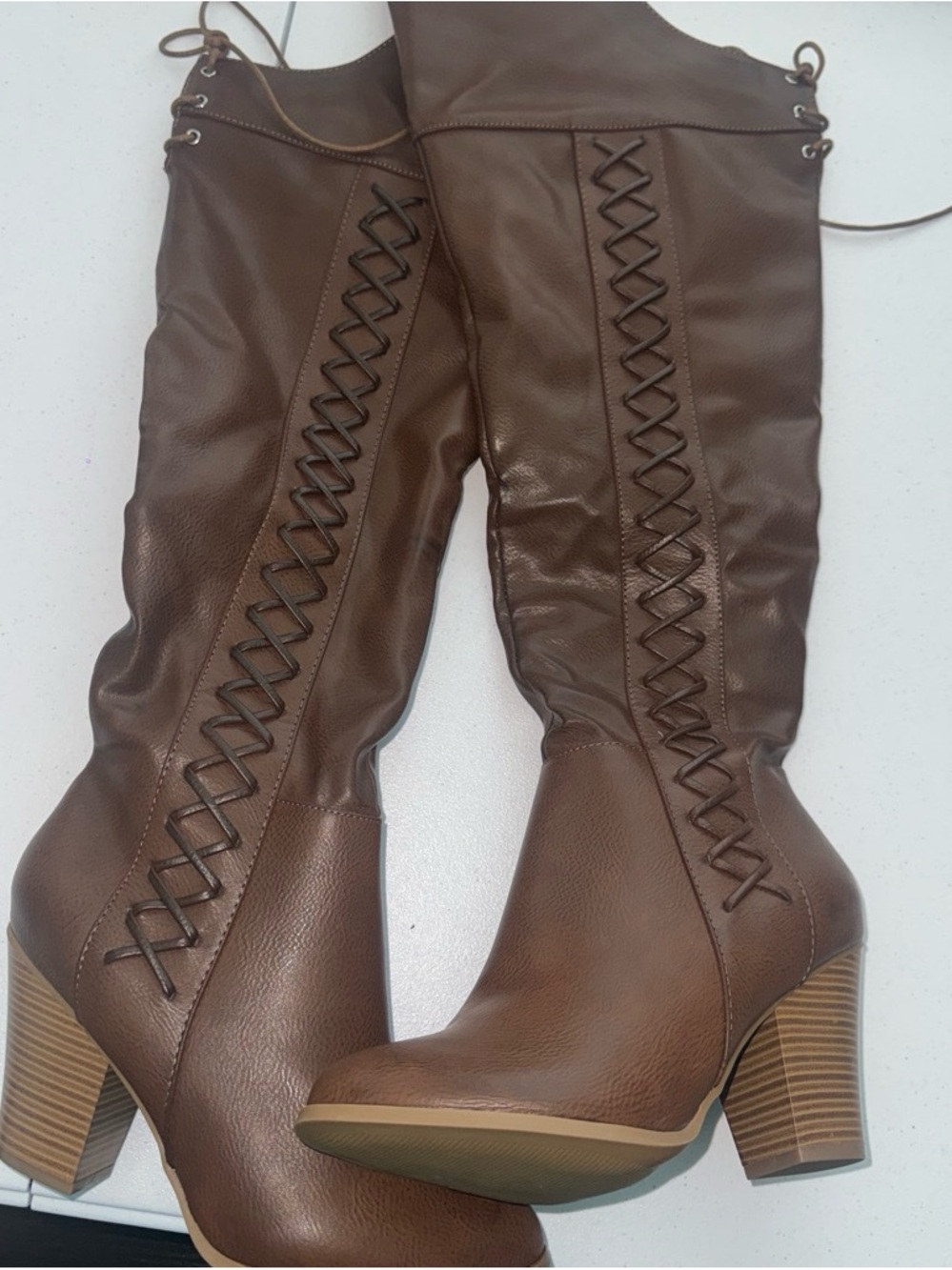 Othr Brown Lace-Up Block Heel Boots